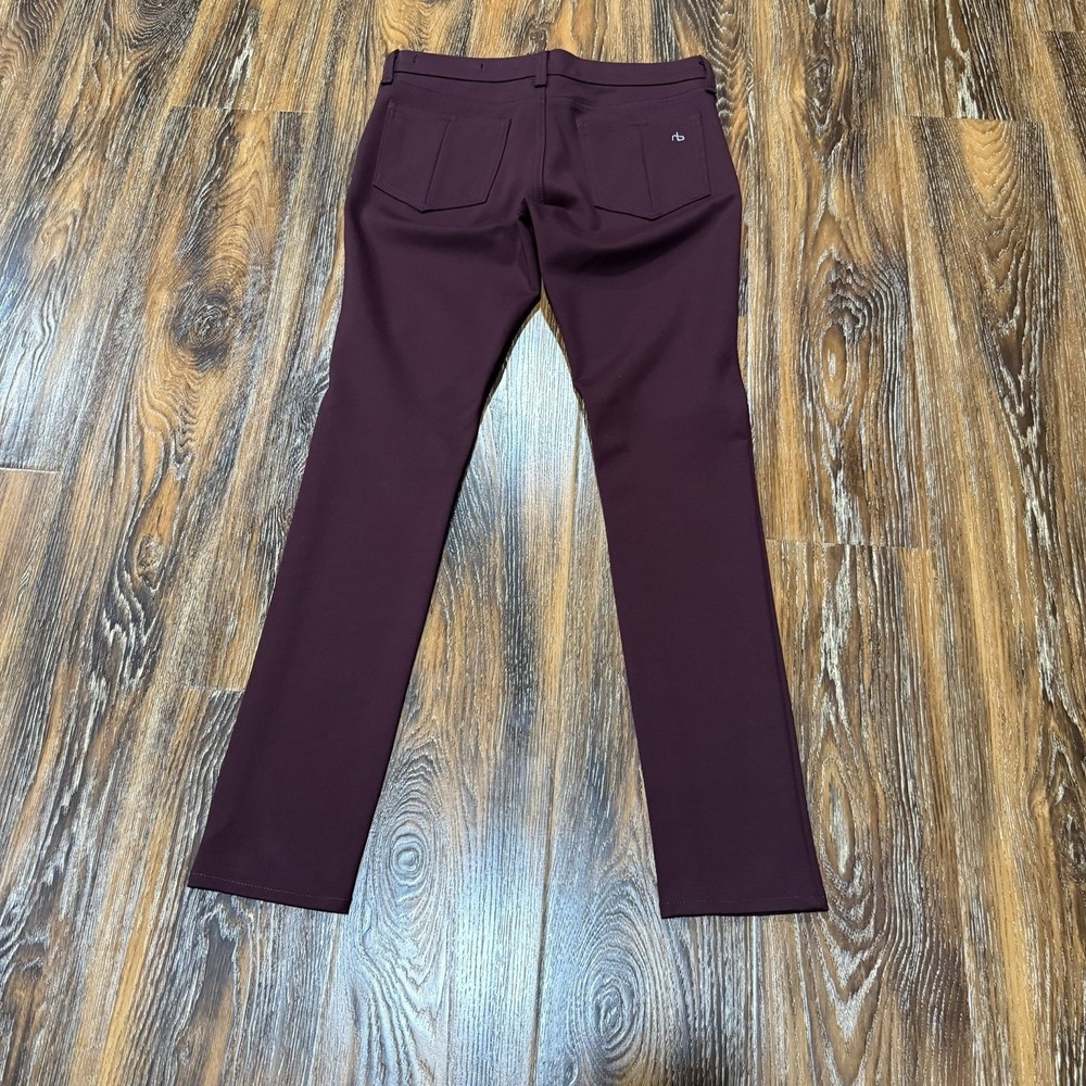 Rag & Bone Burgundy Ponte Knit Skinny Pants Womens 27 Burgundy Stretch Jeans